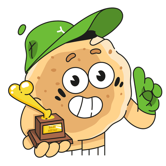 Yucaball mascot with Best Hitter trophy